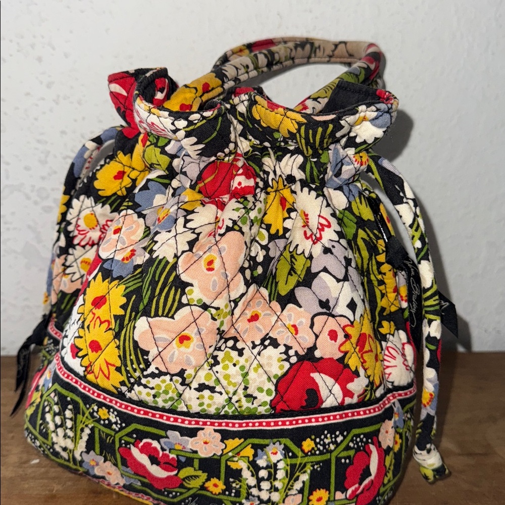 Vera Bradley drawstring mini bag in the floral Poppy Fields